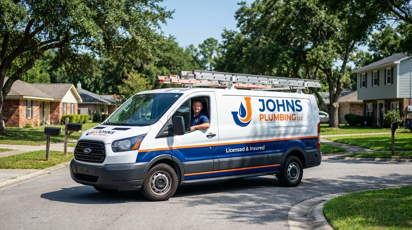 Johns Plumbing LLC service van in Rochelle, GA