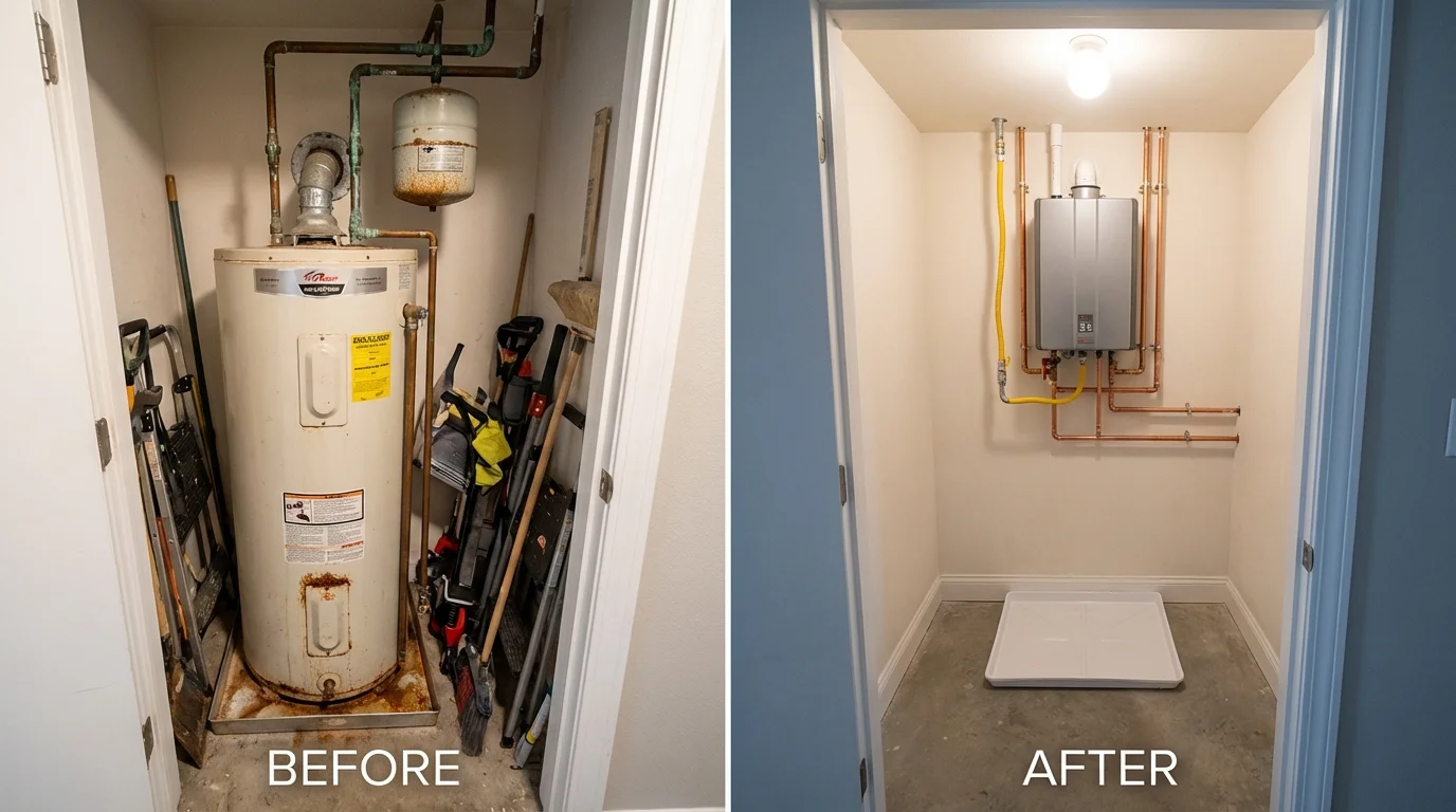 Tank water heater versus wall-mounted tankless unit comparison for Rochelle, GA homeowners